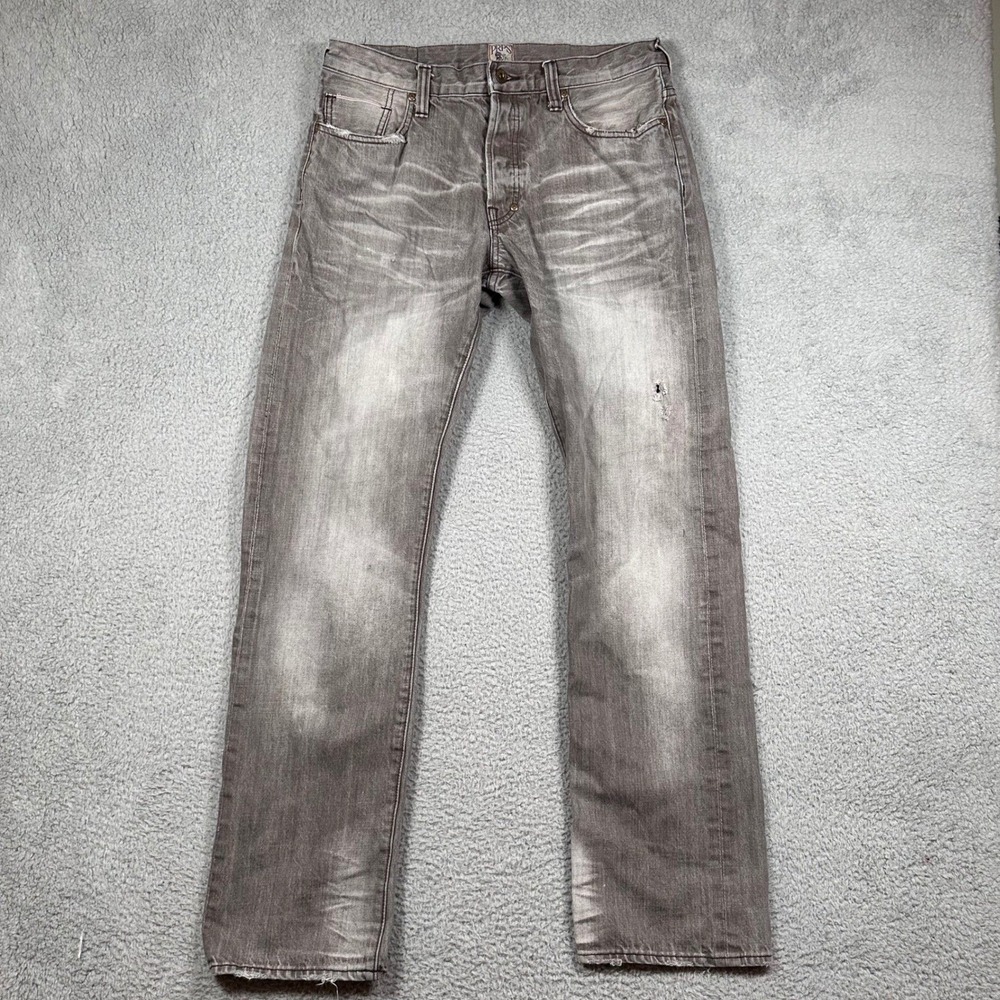 PRPS Barracuda Japanese Selvedge Button Fly Straight Leg Distress Jeans Sz 33x32
